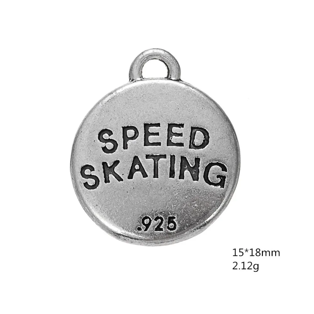 Skyrim крутые ювелирные аксессуары серия коньков микс двухсторонние Круглые Подвески Спортивные Подвески для любителей катания на лыжах DIY ожерелья 10 шт - Окраска металла: Speed Skating