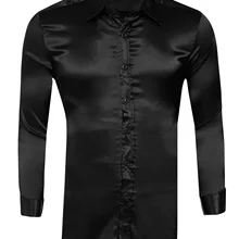 Мужские повседневные рубашки с длинным рукавом Формальные Свадебные шелковые атласные платья рубашки топы