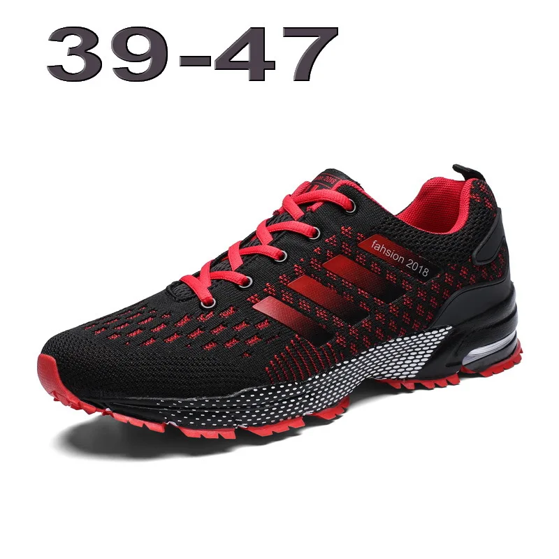 Big Size 39 47 Sports Sneakers Cheap Lace Up Trail Running Shoes Mesh Breathable Black White ...