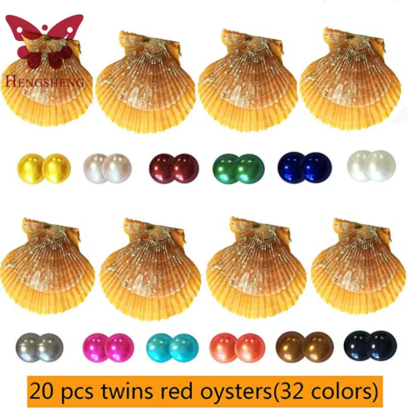 HENGSHENG 20 штук красные Oysters with Twins почти круглые жемчужины внутри Akoya жемчужные для