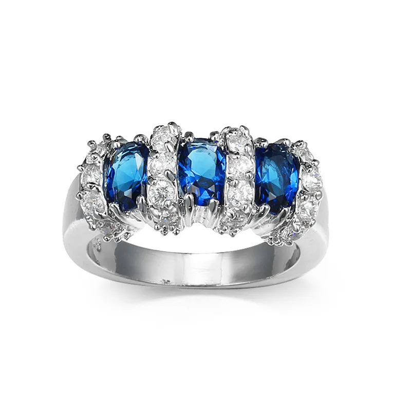 

Hot sale Fashion Luxury Women Engagement Jewelry Silver 5A ZC Crystal Zircon Female Wedding Finger Flower Rings