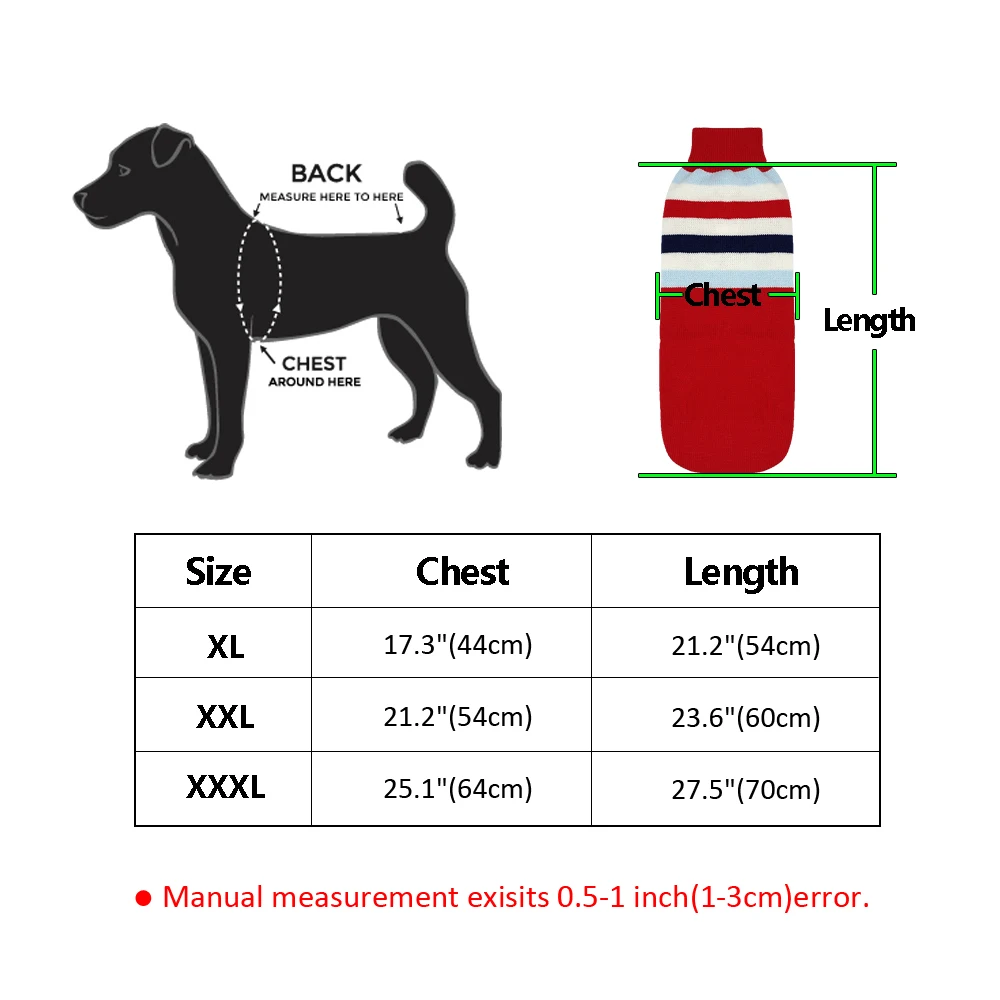Теплый зимний свитер для больших собак XL-3XL одежда для домашних животных Полосатый Трикотаж большие свитера для собак одежда такса золотой ретривер
