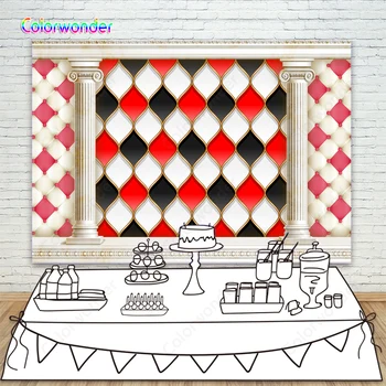 

Modern Rhombus Tile Color Pattern Wall Photography Backdrop White Pillars Photo Background For Wedding Shoot Photo Studio Props