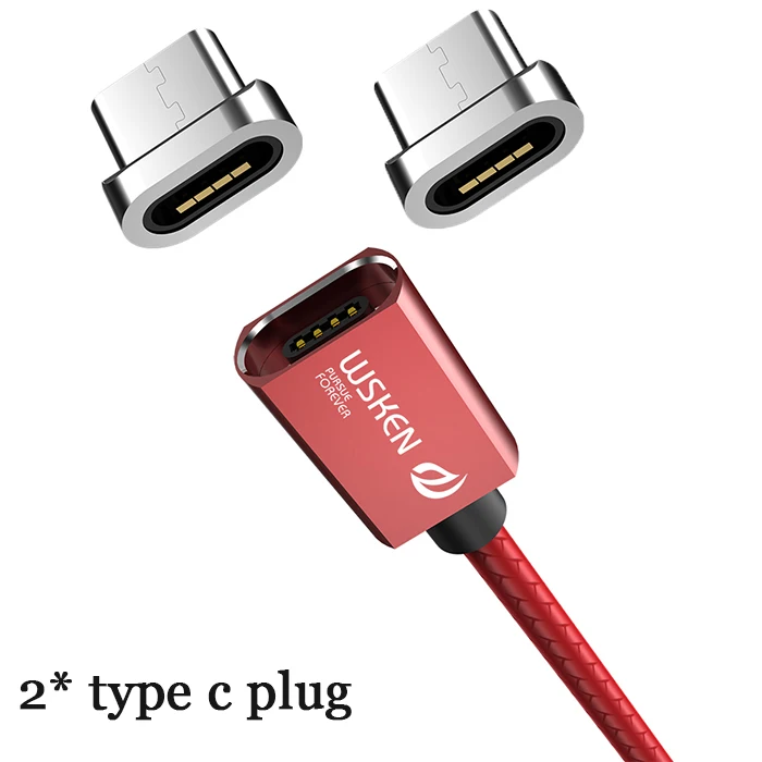 WSKEN кабель Micro USB Магнитный зарядный кабель для iPhone Xs Max Xr type C USB C Быстрая зарядка данных для samsung S9 Note8 S8 type-C - Цвет: type c with 2 plugs