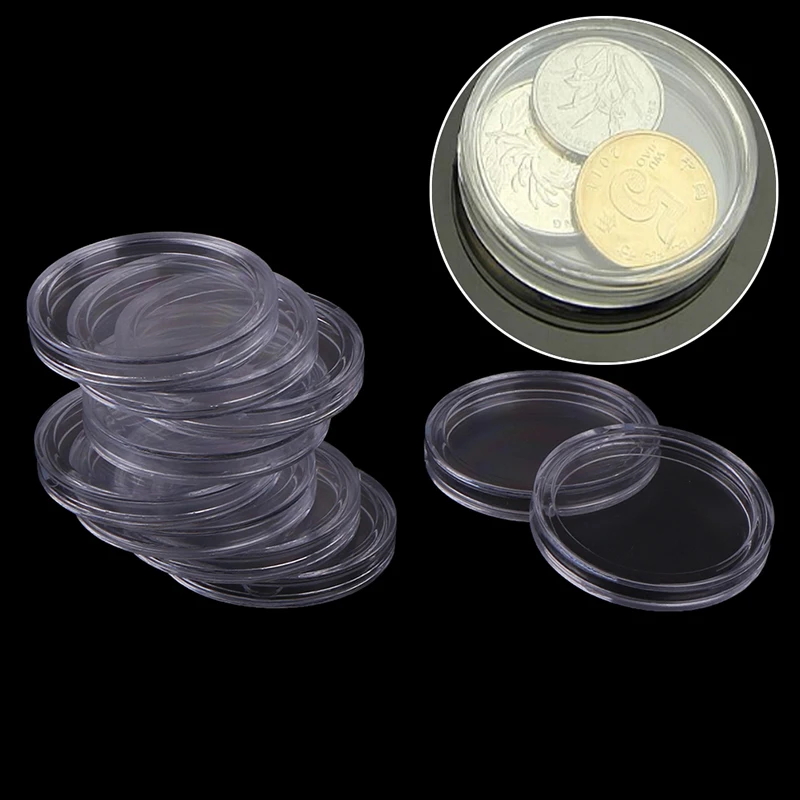 

10PCS Available Plastic Coin Capsules Box Transparent Small Round Coin Holder Box For Coin Collection 32mm Newest