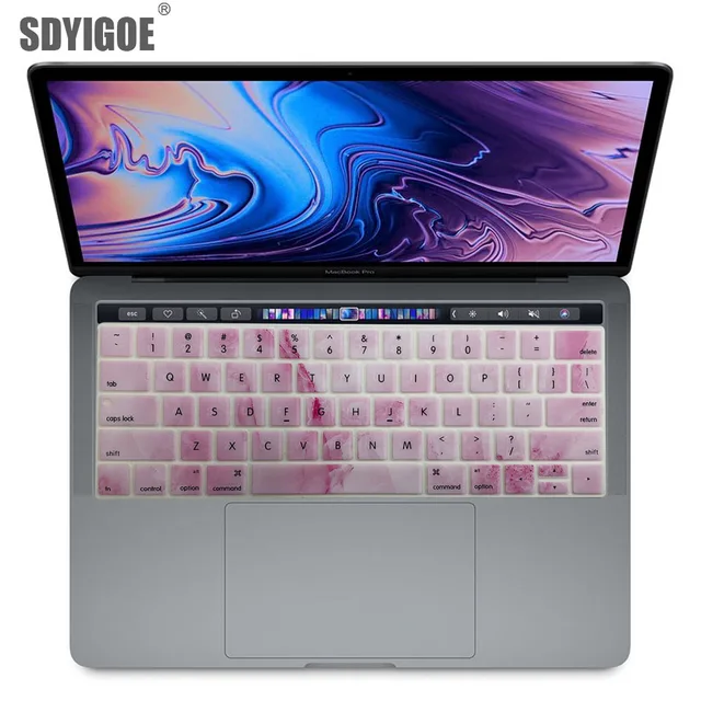 Laptop Keyboard Cover Colorful Keyboard Film Marble Pattern Keyboard Cover for Apple Mac Book pro 13 15 Touch Bar A1706 A1707-Pink Laptop Keyboard Cover Colorful Keyboard Film Marble Pattern Keyboard Cover for Apple Mac Book pro 13 15 Touch Bar A1706 A1707-Pink