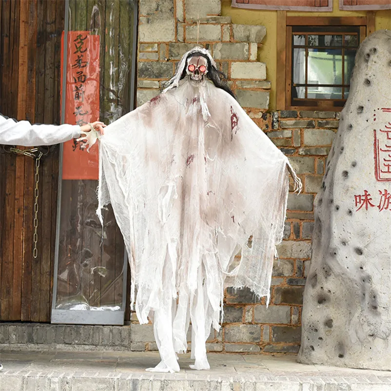 

1.8m Large Ghost Halloween Scary Decoration Hanging Electric Hounted Doll Halloween Party Decor Horror Eyes Glowing Devil Ghost