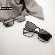 Bauhaus магнитные солнцезащитные очки с зажимом на металлической оптической оправе мужские Поляризованные по рецепту Близорукость