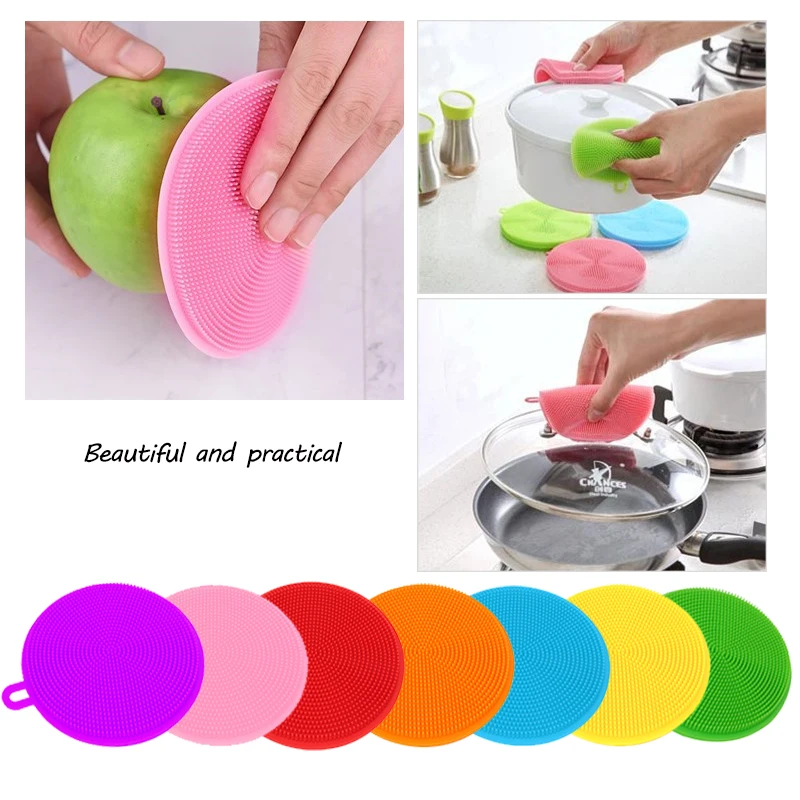 

CARRYWON Cleaning Brush Kitchen Tools Silicone Dish Washing Brush Bowl Pot Pan Wash Cleaning Brushes Cleaner Scouring Pads
