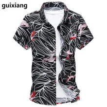 2017 summer new style shirt men’s casual fashion printed striped short sleeved shirts birdie pattern men 100% cotton shirts