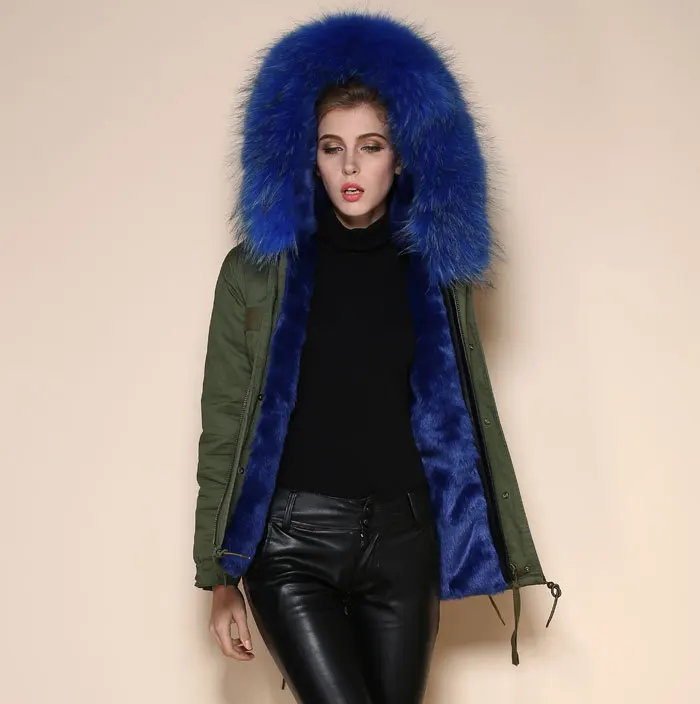 Лидер продаж, женская зимняя куртка из искусственного меха, различные цвета для Mrs, китайский поставщик, цена, скидка, дешевый воротник, парка - Цвет: Синий