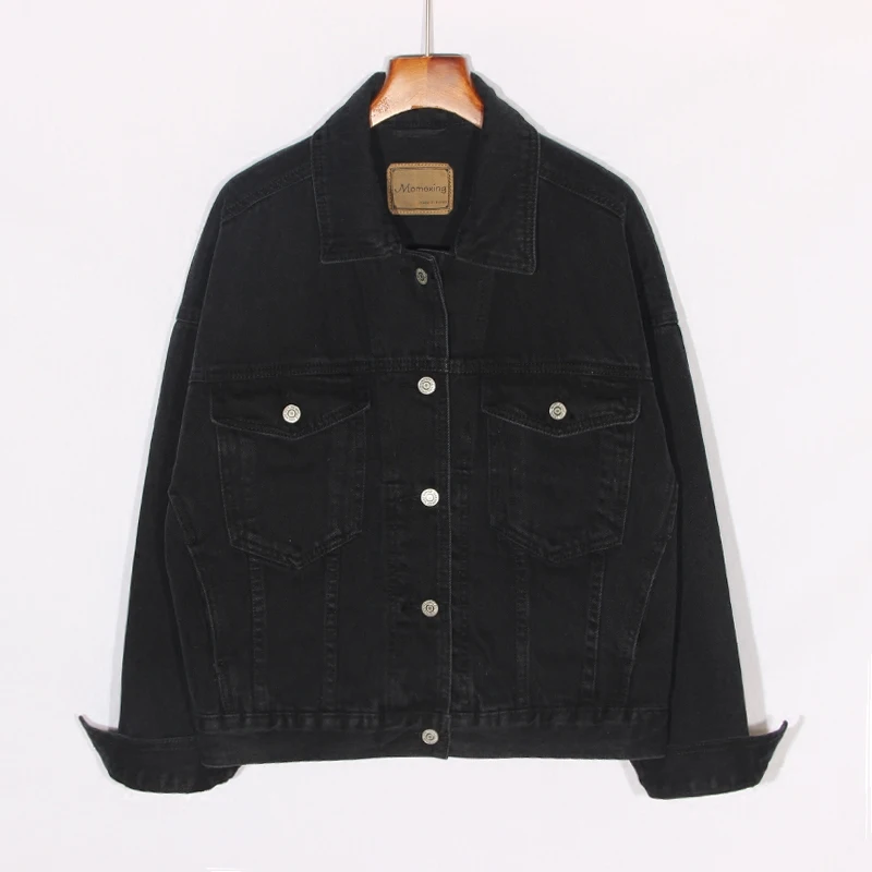

Spring Autumn Women Loose Denim Jacket Black Jeans Jacket Coat Women Plus size Single Breasted Casual Basic Coat Outwear Female