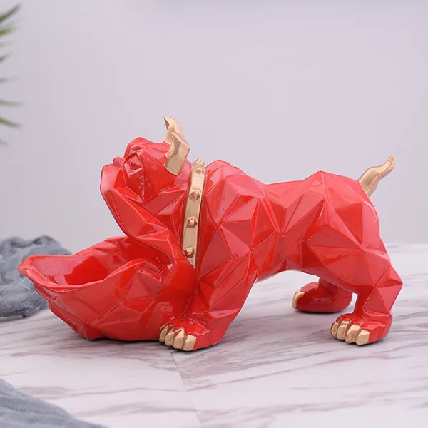 Творческий Nordics Lucky Dog Геометрическая скульптура животного орнамент стол Конфета блюдо ключ хранения предметов украшения дома аксессуары - Цвет: Red dog
