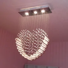 Любовь Сердце Хрустальный подвесной потолочный светильник прямоугольная верхняя база роскошный гостиной кристаллы потолочный светильник