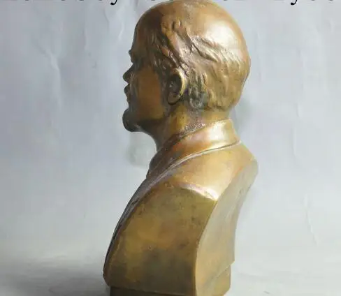 

S1860 7" Chinese Bronze famous theorist politician Vladimir Lenin Head Bust Statue discount 30% (C0324)