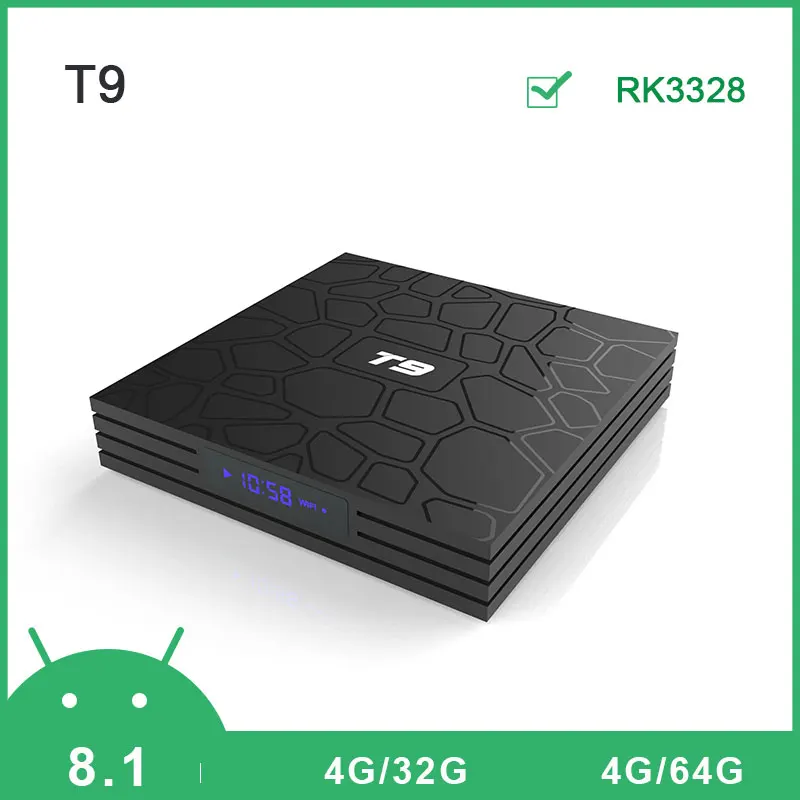 Hot T9 Smart TV Box Android 8.1 4GB 32GB 64GB Rockchip RK3328 1080P H.265 4K Google Player Store Netflix Youtube PK T95Q Hot T9 Smart TV Box Android 8.1 4GB 32GB 64GB Rockchip RK3328 1080P H.265 4K Google Player Store Netflix Youtube PK T95Q