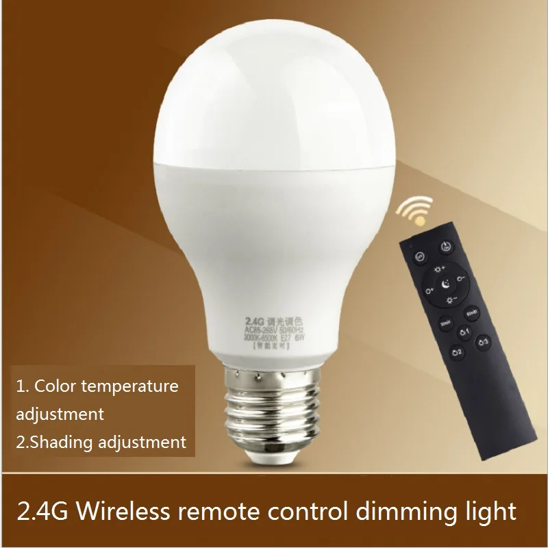 

Zjright led dimmer energy saving light 2.4G wireless remote controller switch light home living room 6w9w12w lighting bulb lamp