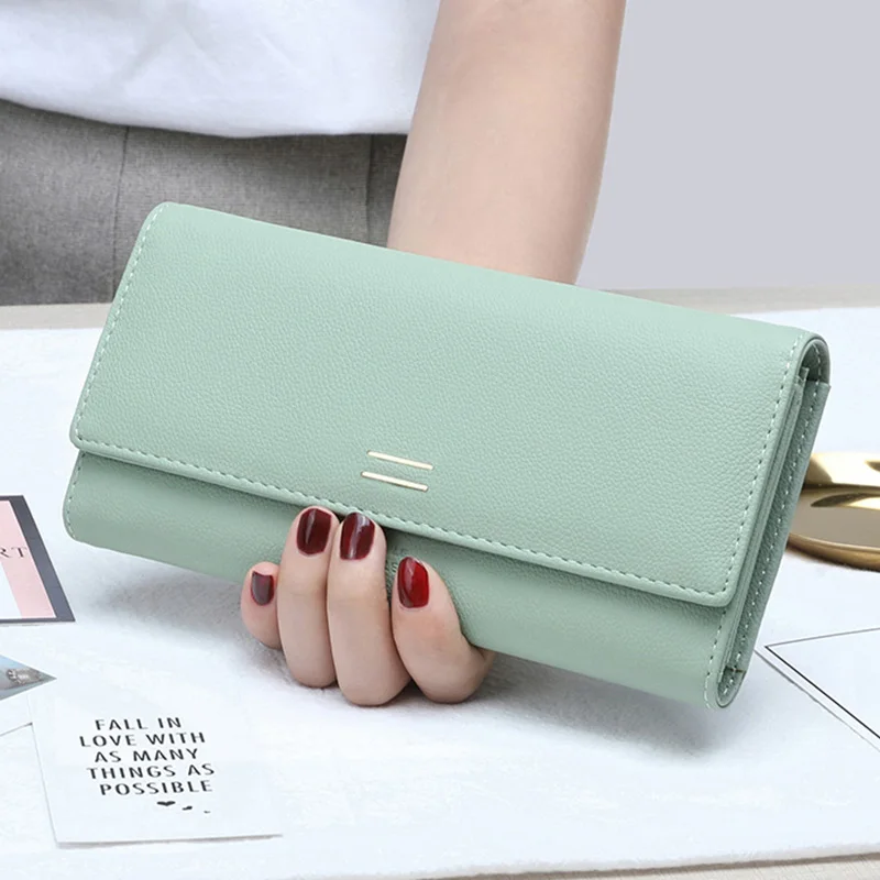 

New Simple Design Multifunctional Purse PU Leather Women Wallet Long Style Soft Phone Purse Fashion Female Card Holder