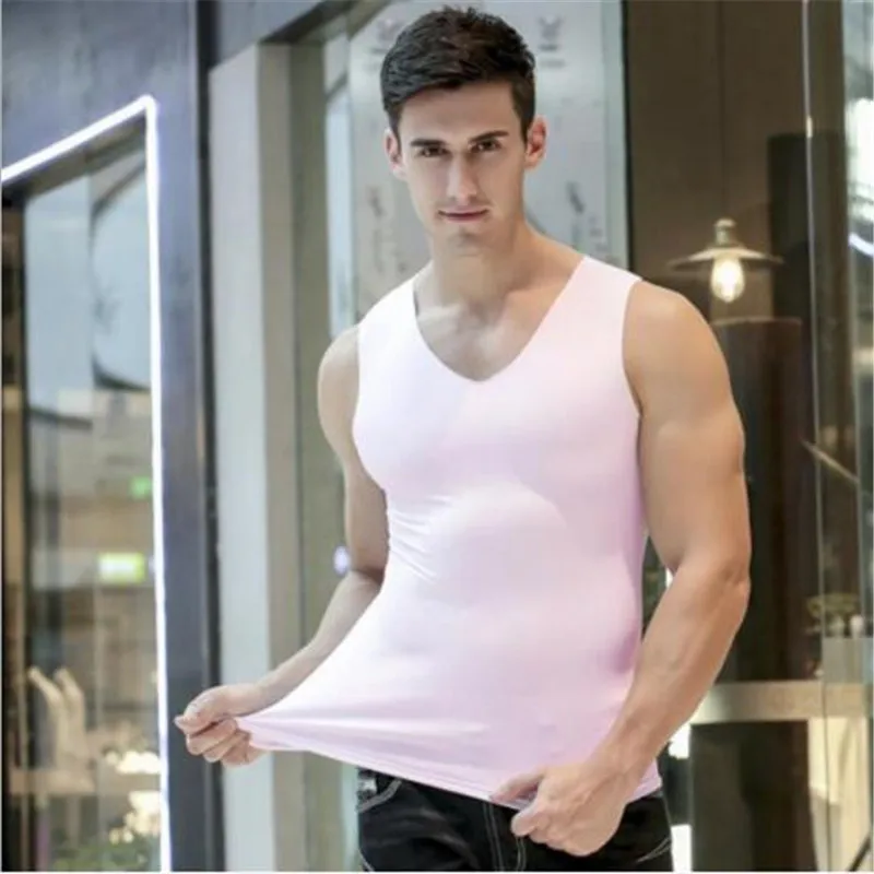 

Casual modal Gilet Men O V Neck Seamless Tank Tops Summer Male Bodybuilding Sleeveless Vest Gymclothing fitness Men Clothing