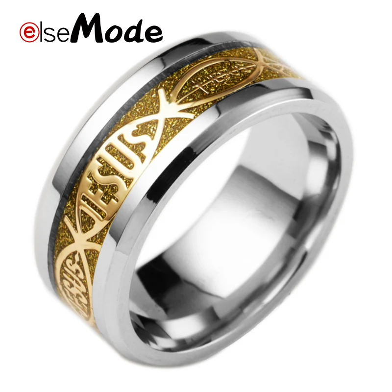 Кольцо с надписью ELSEMODE размер 5 13 инкрустацией Иисус на выбор для верующих