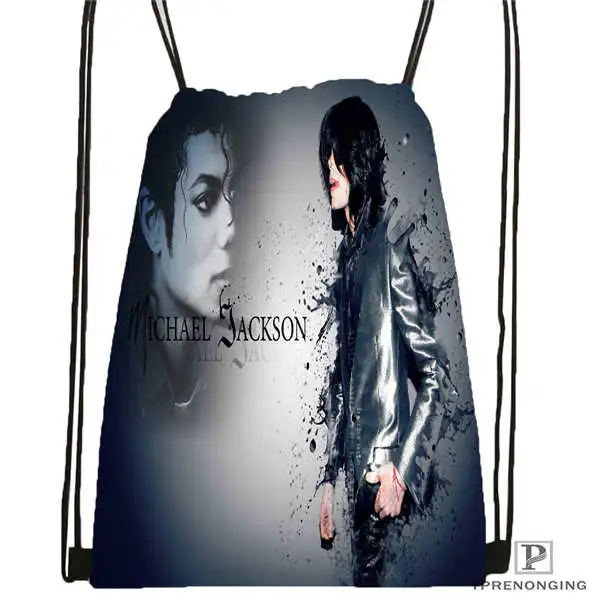 Drawstring Backpack Custom Майкл Джексон походная сумка на шнурке милый рюкзак дети ранец(черная спина) 31x40 см#20180611-02-64 - Цвет: Drawstring Backpack