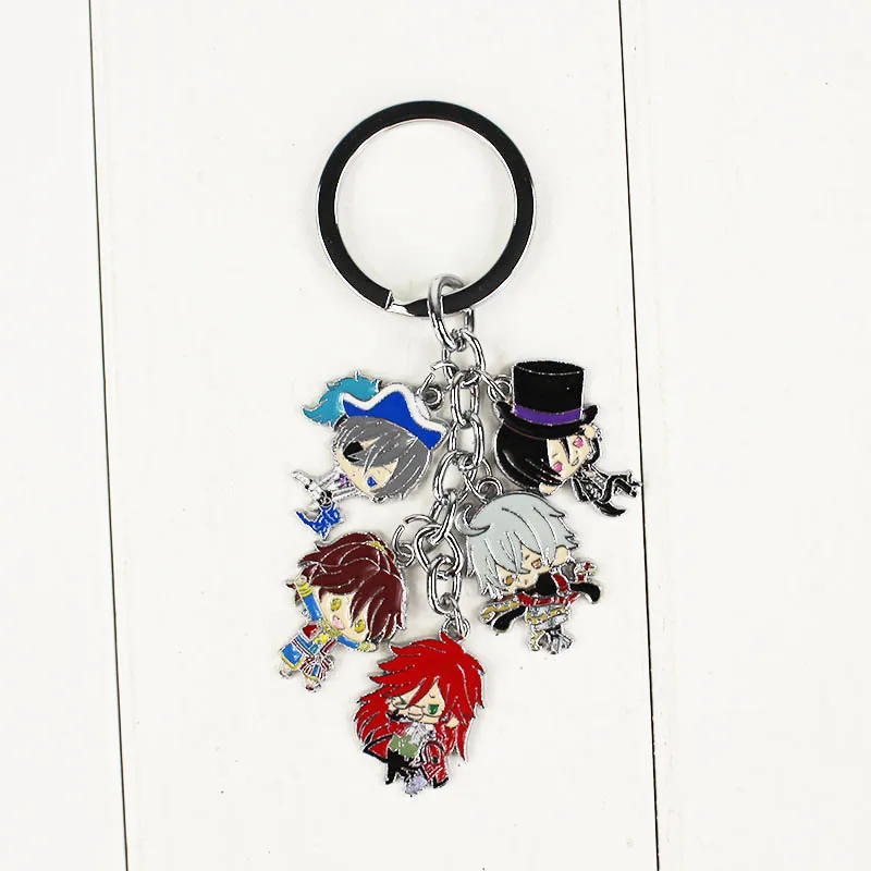 

2017 New Anime Black Butler Ciel Sebastian Sutcliff Metal Pendant KeyChains Accessories jewelry Accessories