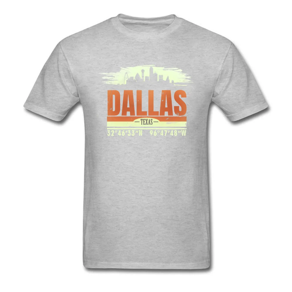 T Shirt Dallas City Old School design Summer/Autumn Short Sleeve 100% Cotton O Neck Men Top T-shirts Design Tops Tees Hot Sale Dallas City Old School design grey
