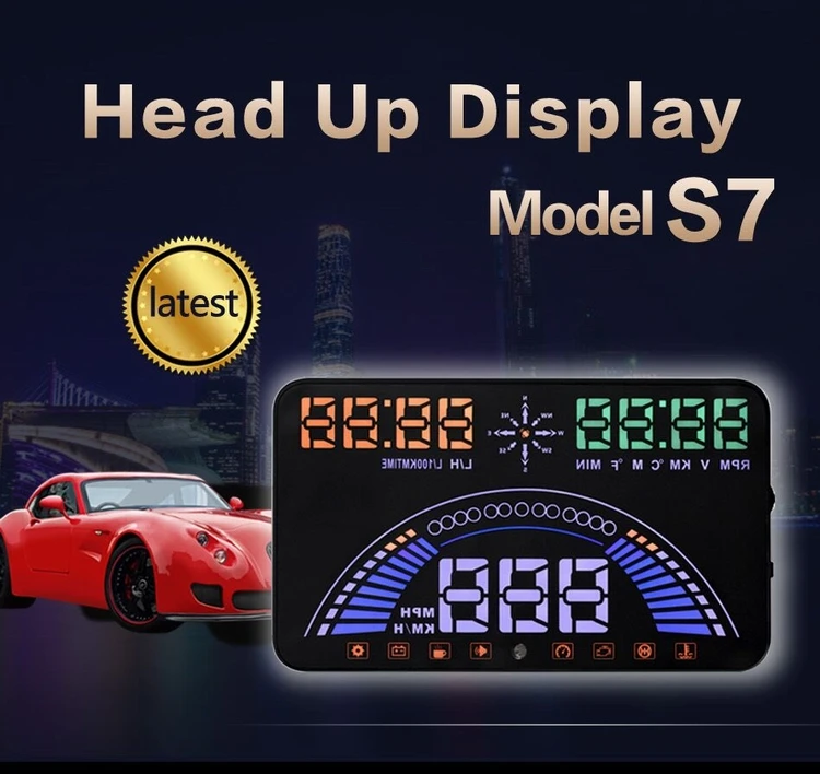 5," стайлинга автомобилей S7 HUD gps Спидометр OBD2 автомобильный коллиматорный Дисплей транспортного средства ускорения Предупреждение расход топлива Температура воды об/мин