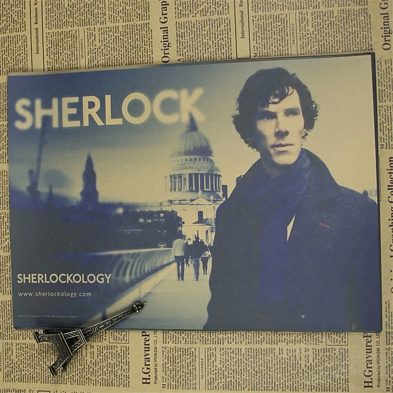 Наклейка на стену Шерлок Холмс ВИНТАЖНЫЙ ПЛАКАТ Ретро Бенедикт камбербатч плакаты серии наклейки на стену домашний декор 42*30 см
