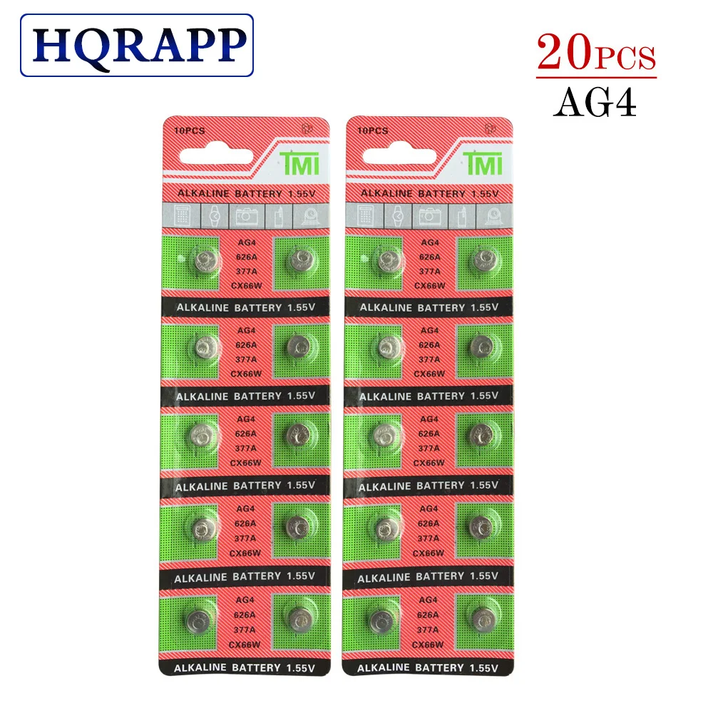 20 шт. батарейки AG4 1 55 в SR626 377 LR626 LR66 SR66 SR626SW 377A | Электроника