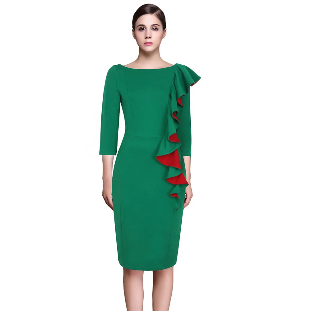 Brand Office Dress Luxury Quality Bodycon Ruffles Pencil Dresses Party/Club/Ceremony/Formal/Red Carpet Elegent vestido de festa