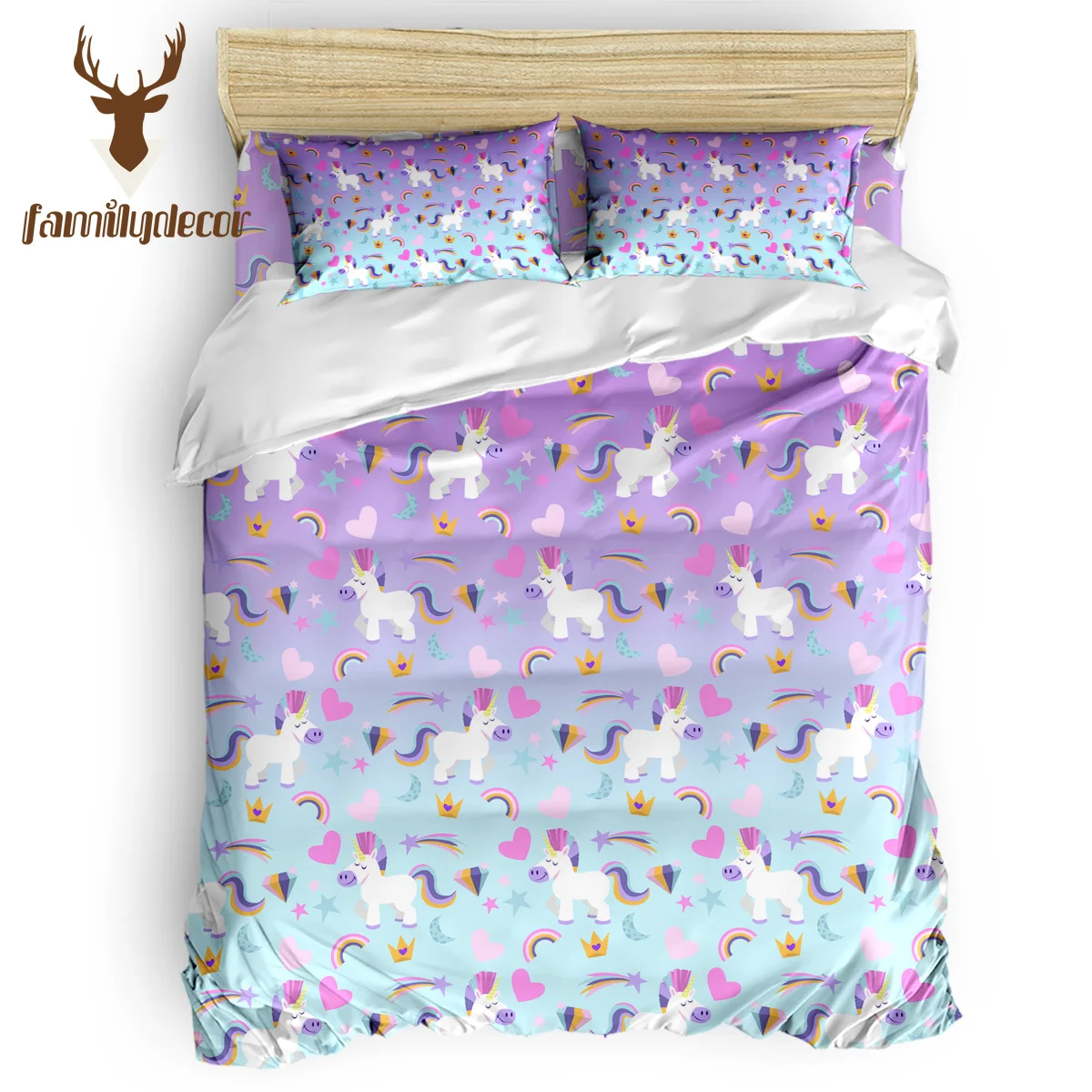 

Familydecor Rainbow And Unicorn Diamond Bedding Sets Duvet Set Covers 4 Pcs Comforter Cover Set 4 Piece Bedding Sets The Lover