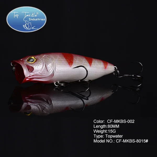 Topwater Поппер с реалистичными рыбными жабрами 80 мм 15 г рыболовная приманка - Цвет: CFMKBS002