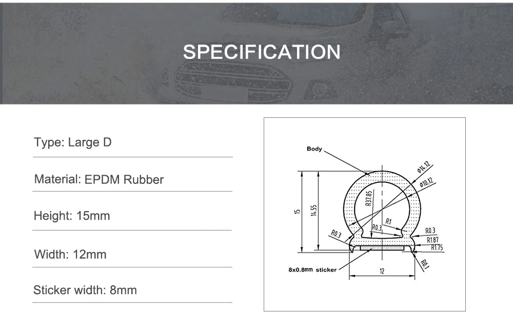 Большой D столб авто резиновые уплотнительные полосы отделка для окна двери края капота Крышка Багажника звукоизоляционные пылезащитные Envionmental