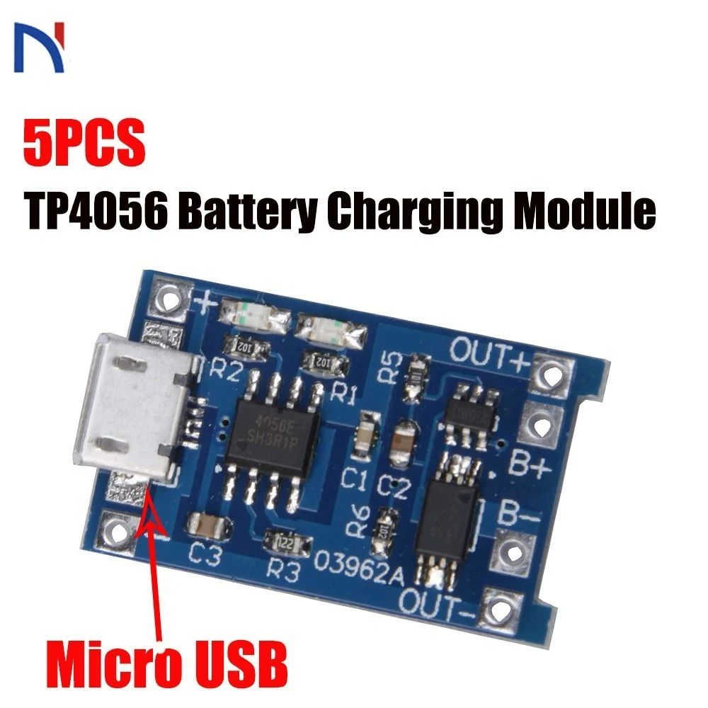 

5pcs TP4056 5V 1A Micro USB 18650 Lithium Battery Charging Board Charger Module Protection Dual Functions for arduino Diy Kit