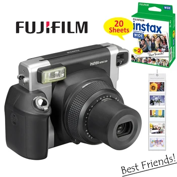 

100% Authentic Fujifilm Instax WIDE 300 Film Instant Camera + Fuji Instant 210 Wide Plain White Frame 20 Sheets Color Photos