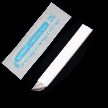 

100pcs White Cover 0.25mm Stainless Steel Eyebrow Microblading Slanted Flexible Handle Needles For Permanent Makeup