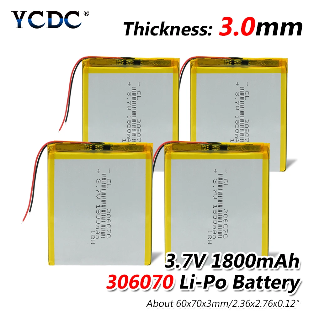 3,7 V 1800 mAh Перезаряжаемые литий Li-Po Li-полимерный Батарея 306070 с PCB для MP5 gps DVD PDA BT Динамик