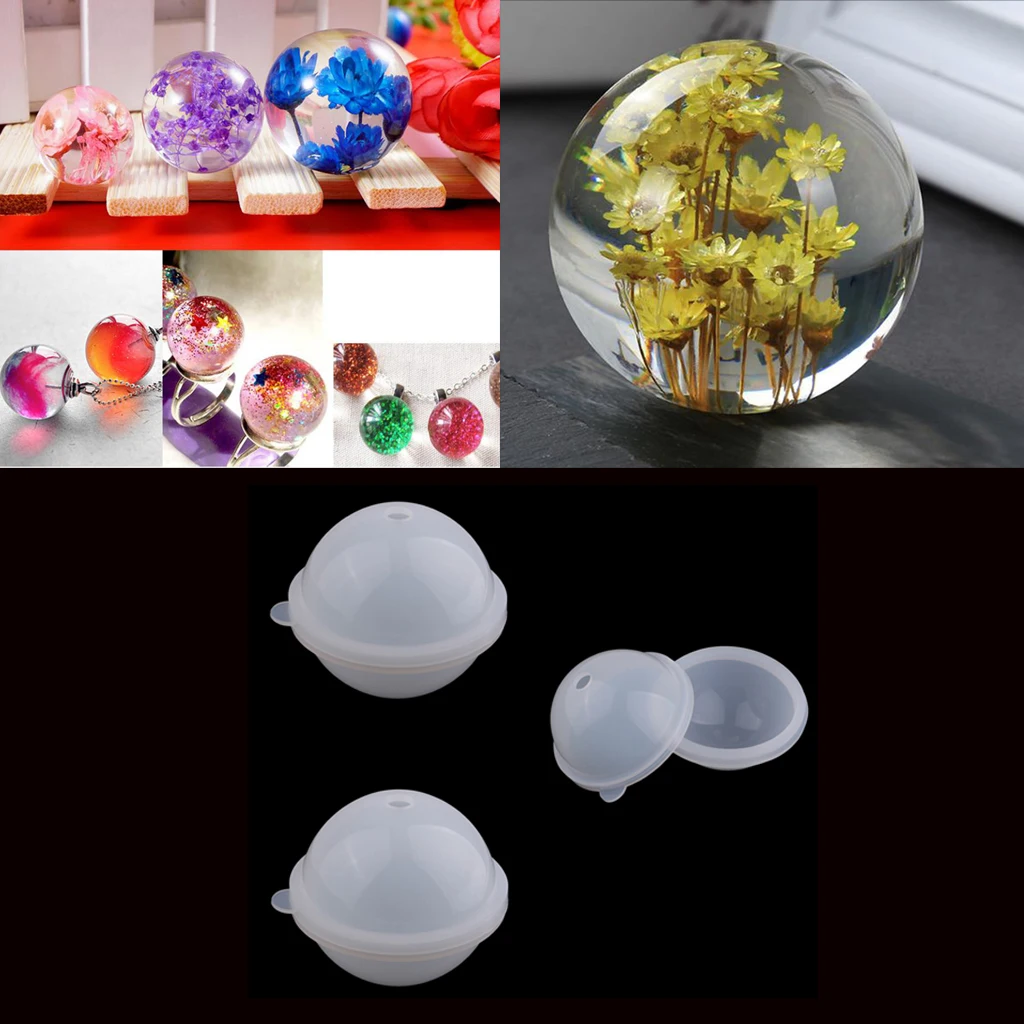 

3x Silicone Large Round Sphere Balls Mould Epoxy Resin Casting DIY Dried Flower Ornament Jewelry Making Mold Tool 80/90/100mm