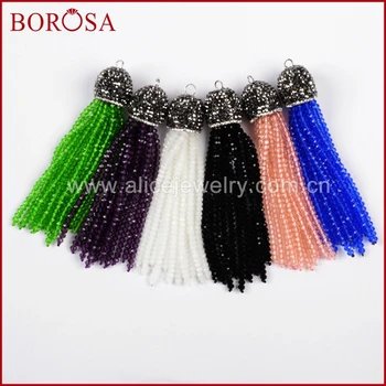 

BOROSA 10 PCS 3mm Rainbow Quartz Beads Chain Tassel Jewelry Finding Paved With Zricon PJ032