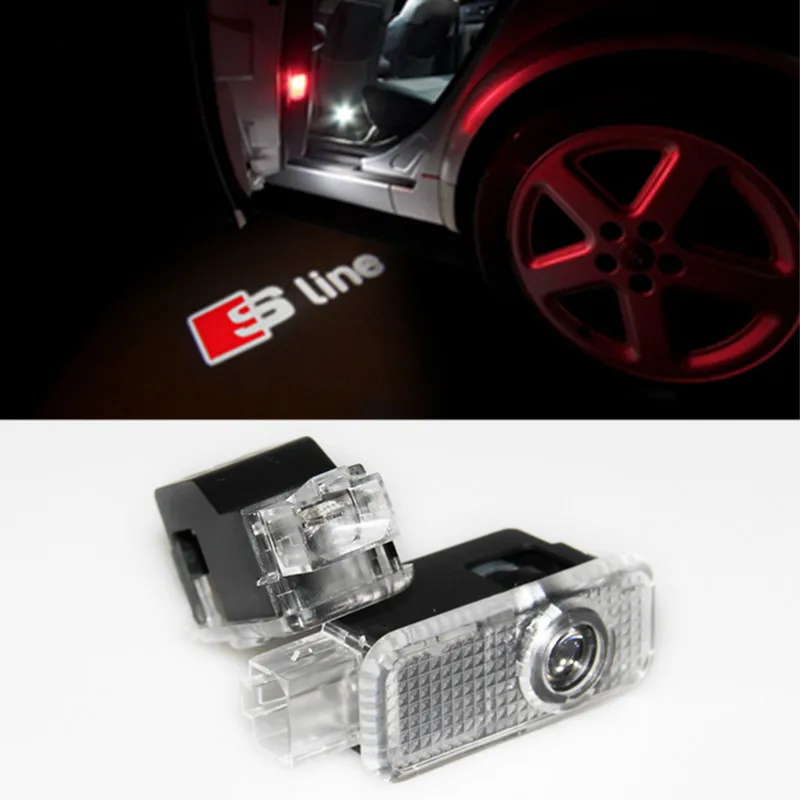 2pcs/pair Car LED Door Warning Ghost Shadow quattro Logo Laser