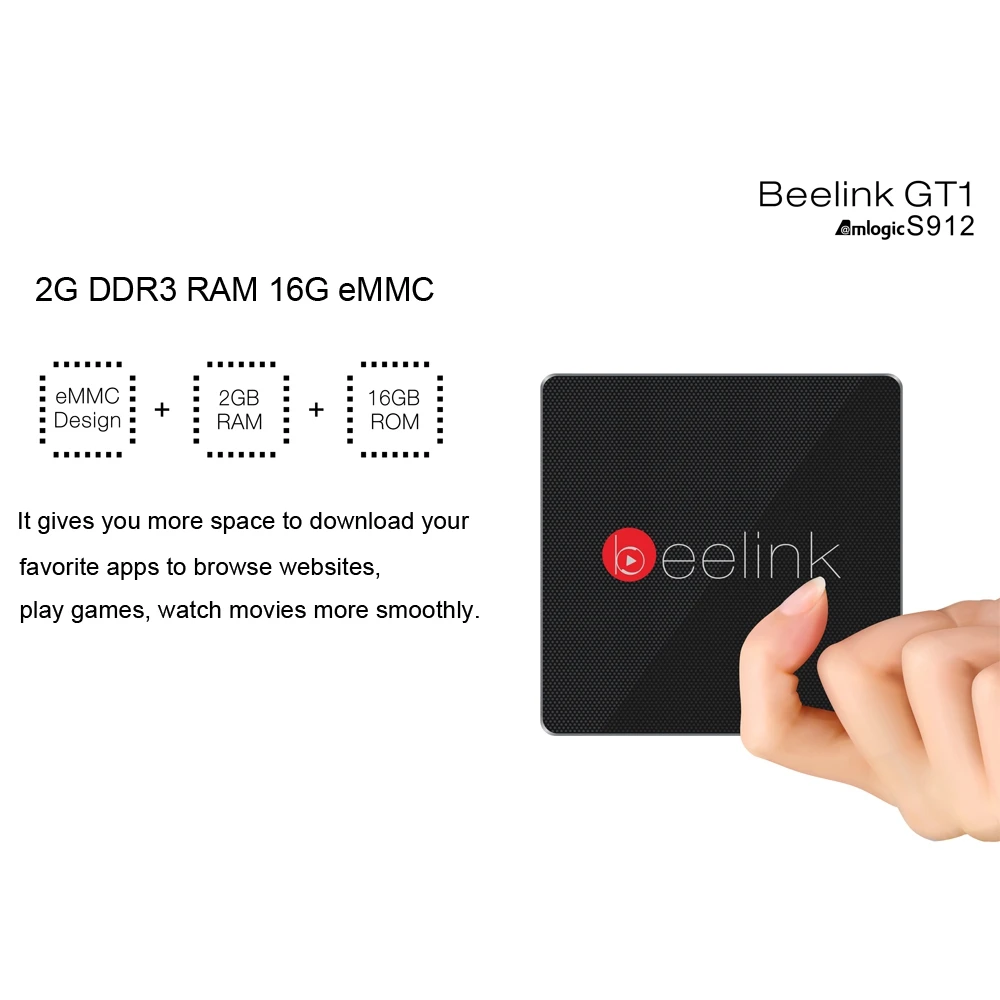 A TV Box Amlogic S912 Octa Core CPU Android 7.1 Media Player UK Beelink GT1