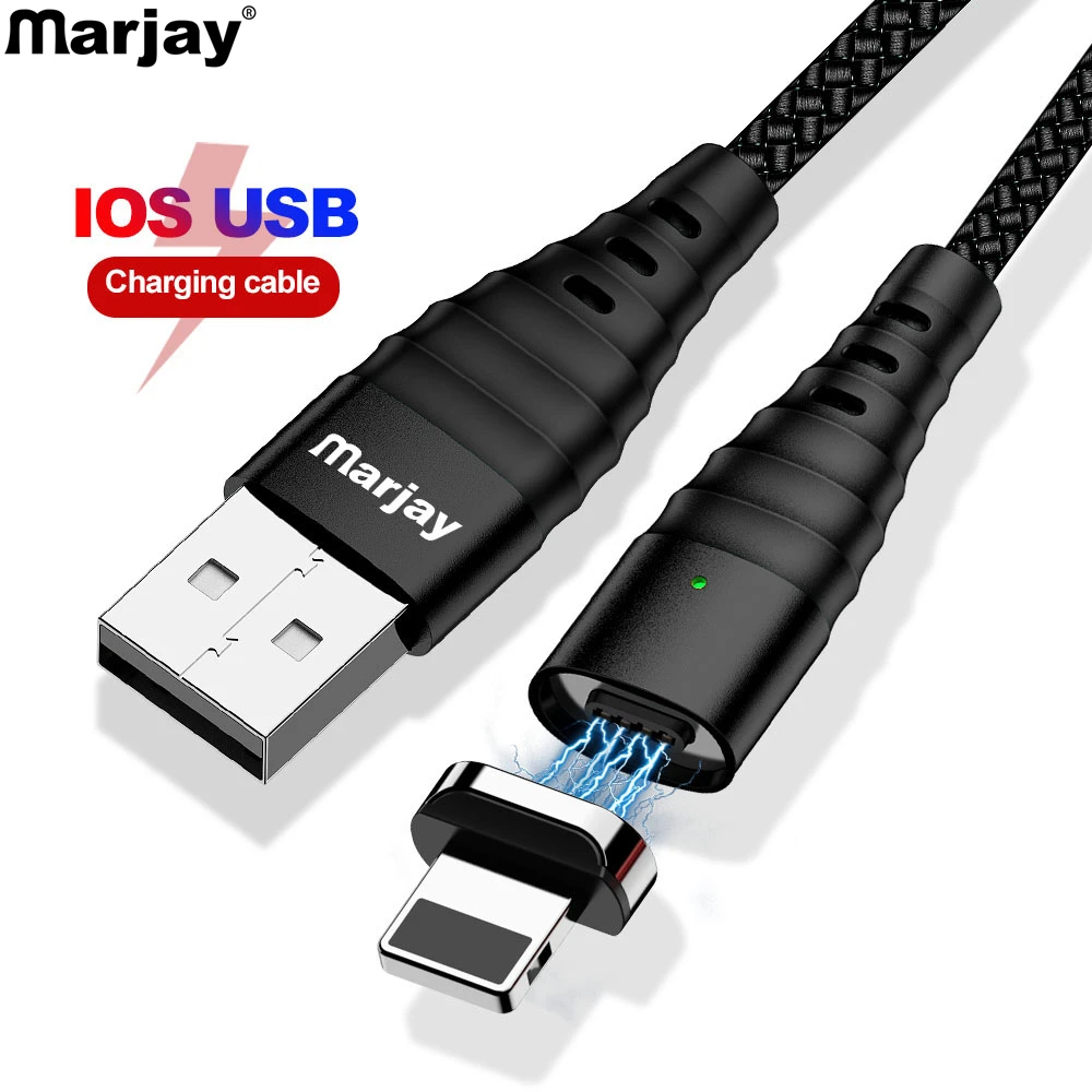 Магнитный usb-кабель Marjay для iPhone 7 8 Plus X Xs Max XR 3A быстрая зарядка PIN 2 м магнитное