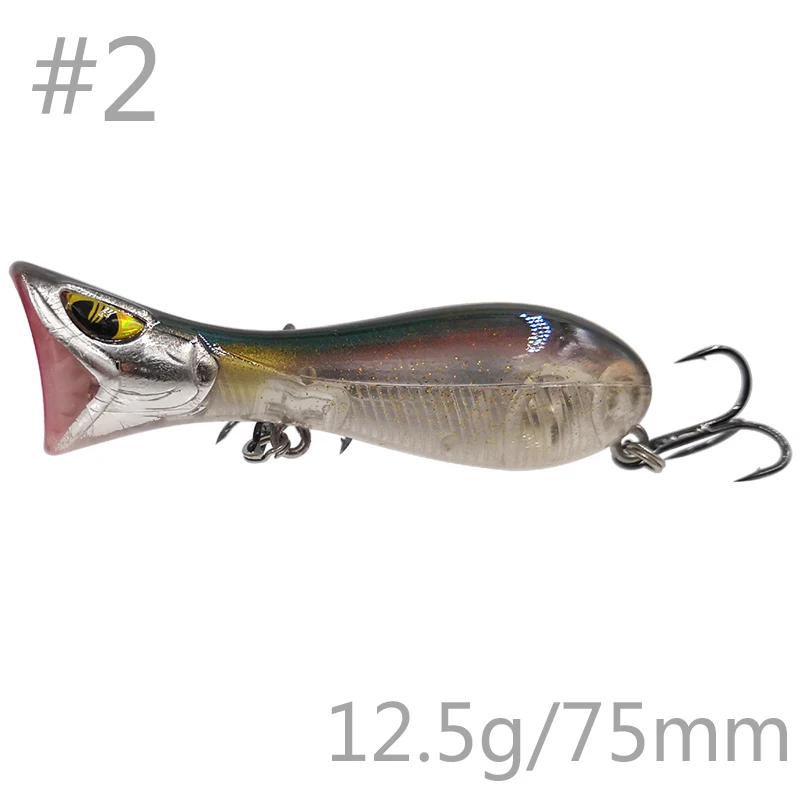 Elitelure MUYU Поппер Топ водные рыболовные приманки 70 мм/12,5 г поверхность искусственные приманки для окуня щуки Fsihing - Цвет: Color 02