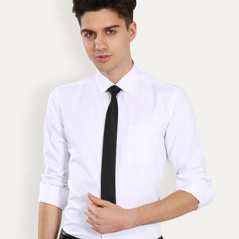 Топ Модный бренд для мужчин Классический soild рубашка с длинным рукавом мужской рубашки для мальчиков рубашки для бизнеса, торжественных