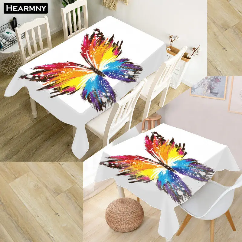 

HEARMNY Butterfly Tablecloth 3D Oxford Fabric Square/Rectangular Dust-proof Table Cover For Party Home Decor TV Covers