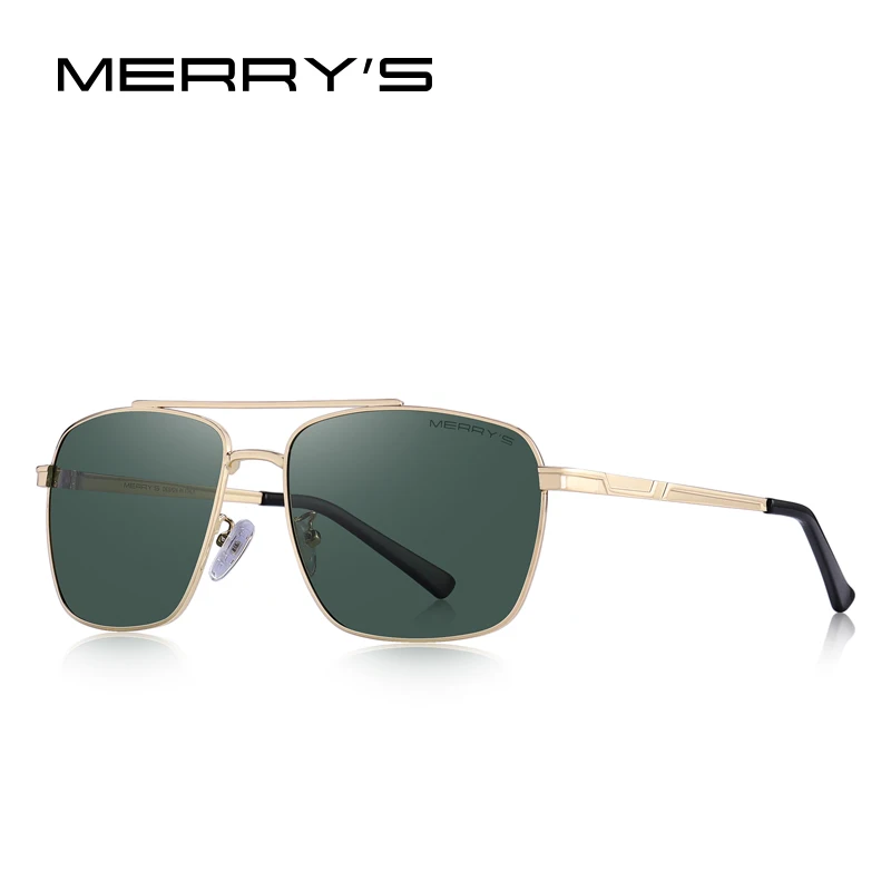 MERRYS, дизайнерские мужские классические солнцезащитные очки, авиационная оправа, HD поляризационные солнцезащитные очки для мужчин, для вождения, защита от уф400 лучей, S8150 - Цвет линз: C04 Green