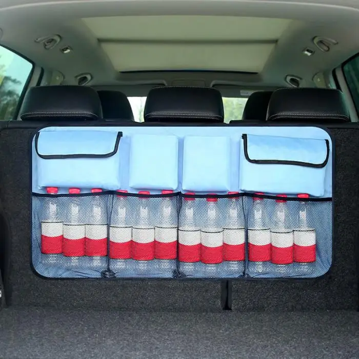 Car Trunk Organizer Mesh Drinks Storage Bag Travel Auto Backseat Hanging Pocket for SUV Van Truck YAN88