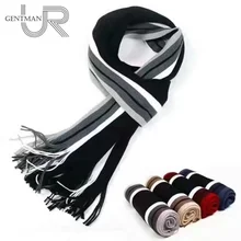 Дизайн, мужской зимний полосатый хлопковый шарф, повседневный шарф 180*23 см, женский шарф с кисточками, высокое качество, теплые вязаные шарфы