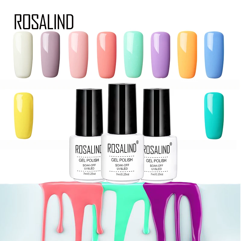 Гель лак для ногтей ROSALIND 1 7 мл серия 01 58 однотонных гель лаков УФ лампа маникюра